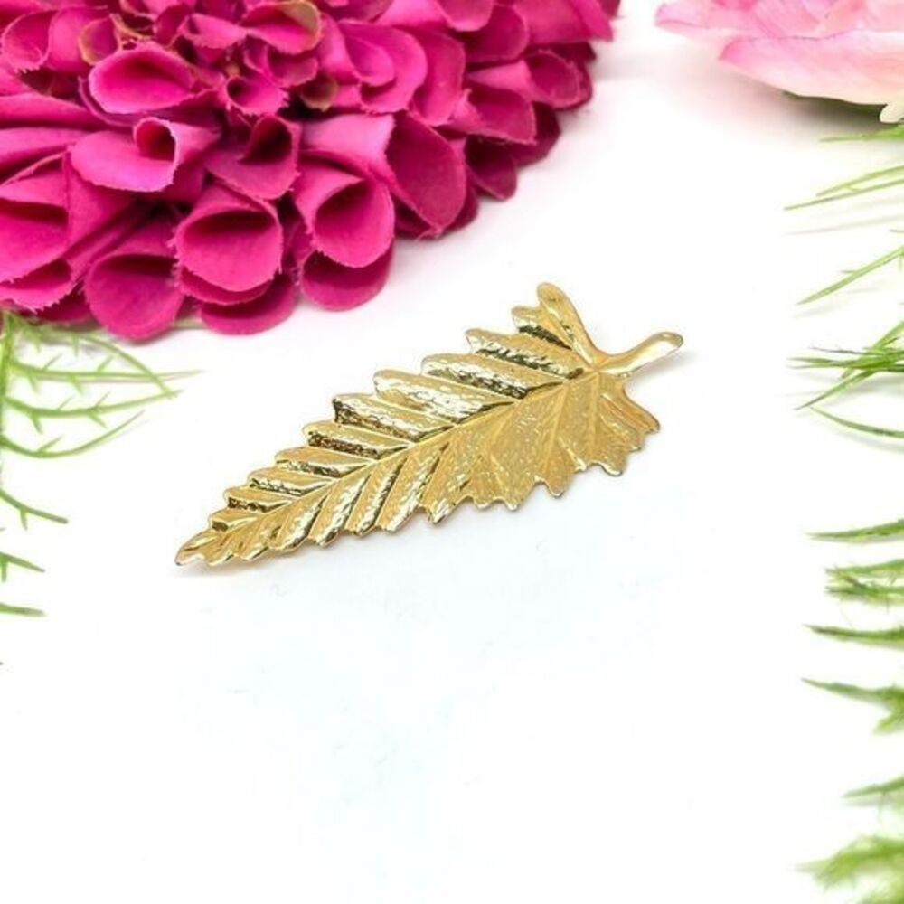 VINTAGE⚜️Golden Fern Leaf Textured Brooch/Pin